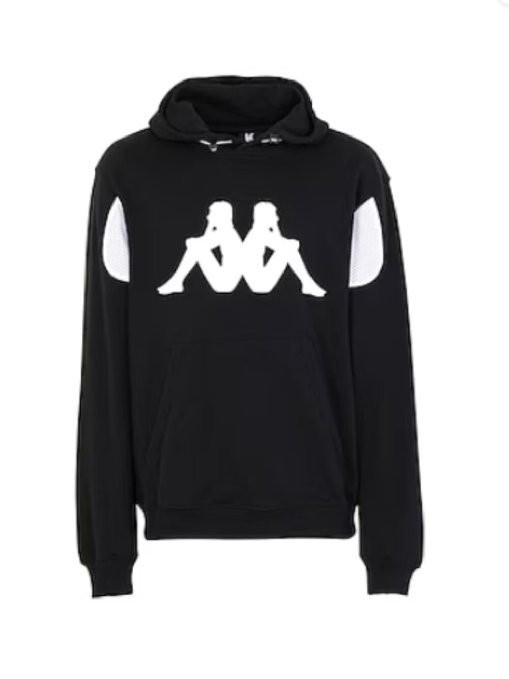 Kappa Kontroll Omini Logo Hoodie Black Mesh Panel Fleece Men's M